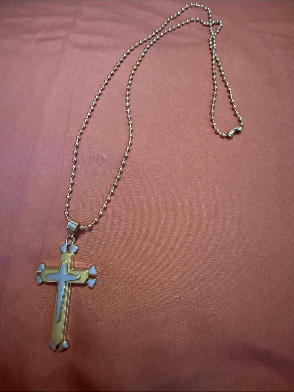 Two-Tone Cross Pendant Necklace - Gold & Silver